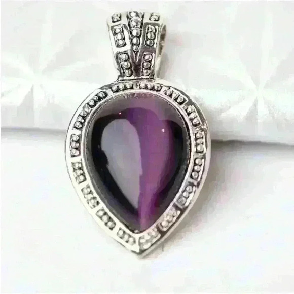 Stunningly Intricate Amethyst Purple Faux Tiger’s Eye Silver tone inverse - Picture 4 of 14
